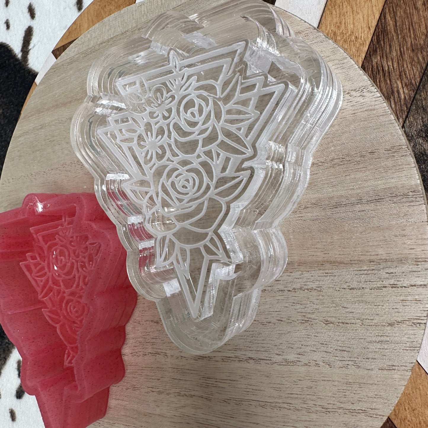 Roses with Geometric Background Silicone Mold